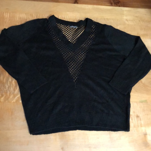 Charlotte Russe black open knit V-Neck sweater - Picture 5 of 7